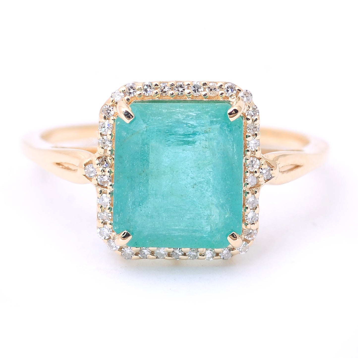 2.96 Ct Octagon Step Cut Natural Emerald 14K Gold Ring