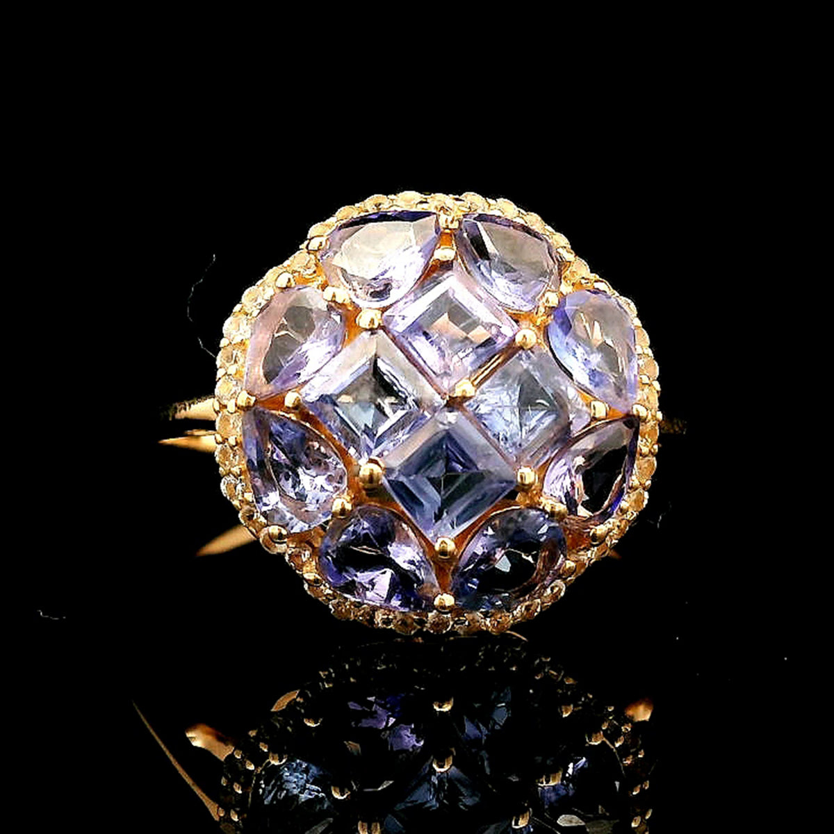 1.63 Ct Square Tanzanite 14K Gold Ring