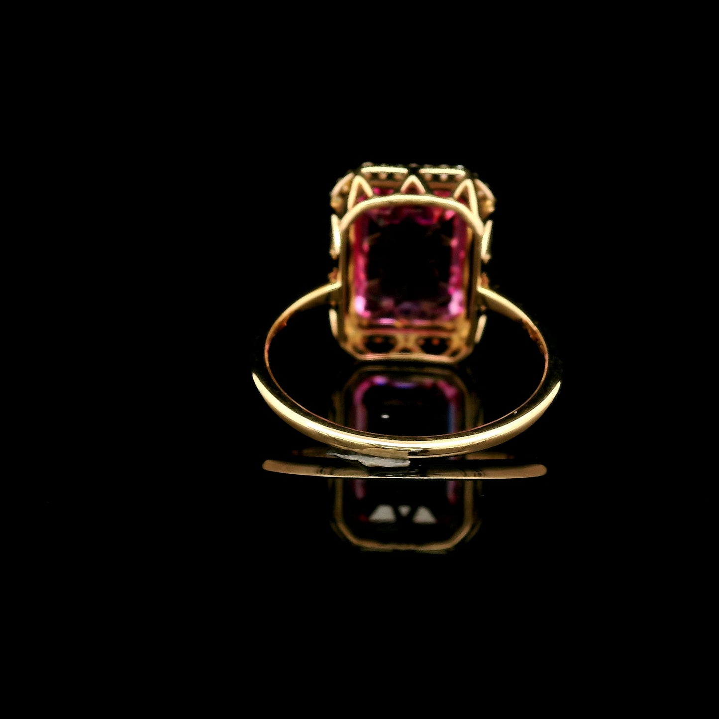 6.10 Ct Emerald Cut Lab Grown Pink Sapphire 14K Gold Ring