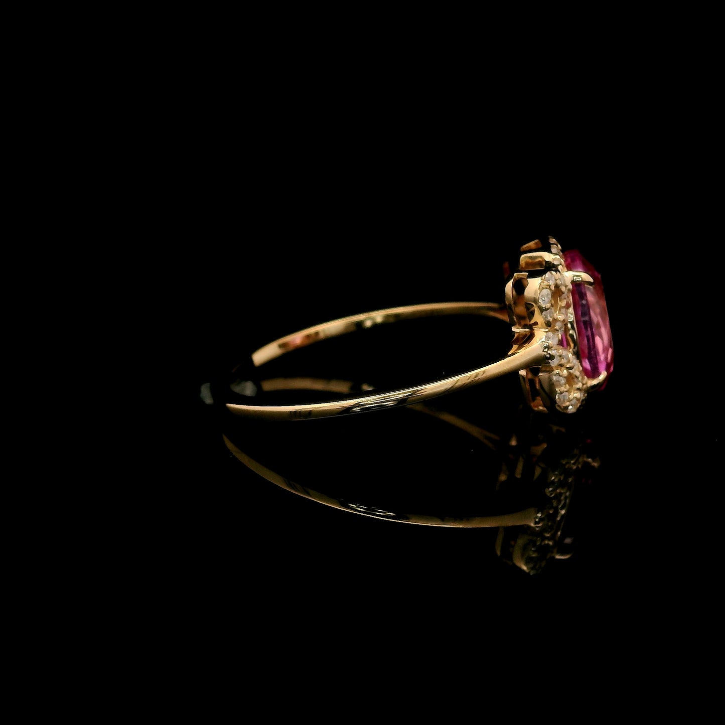 2.21 Ct Oval Mixed Cut Lab Grown Pink Sapphire 14K Gold Ring