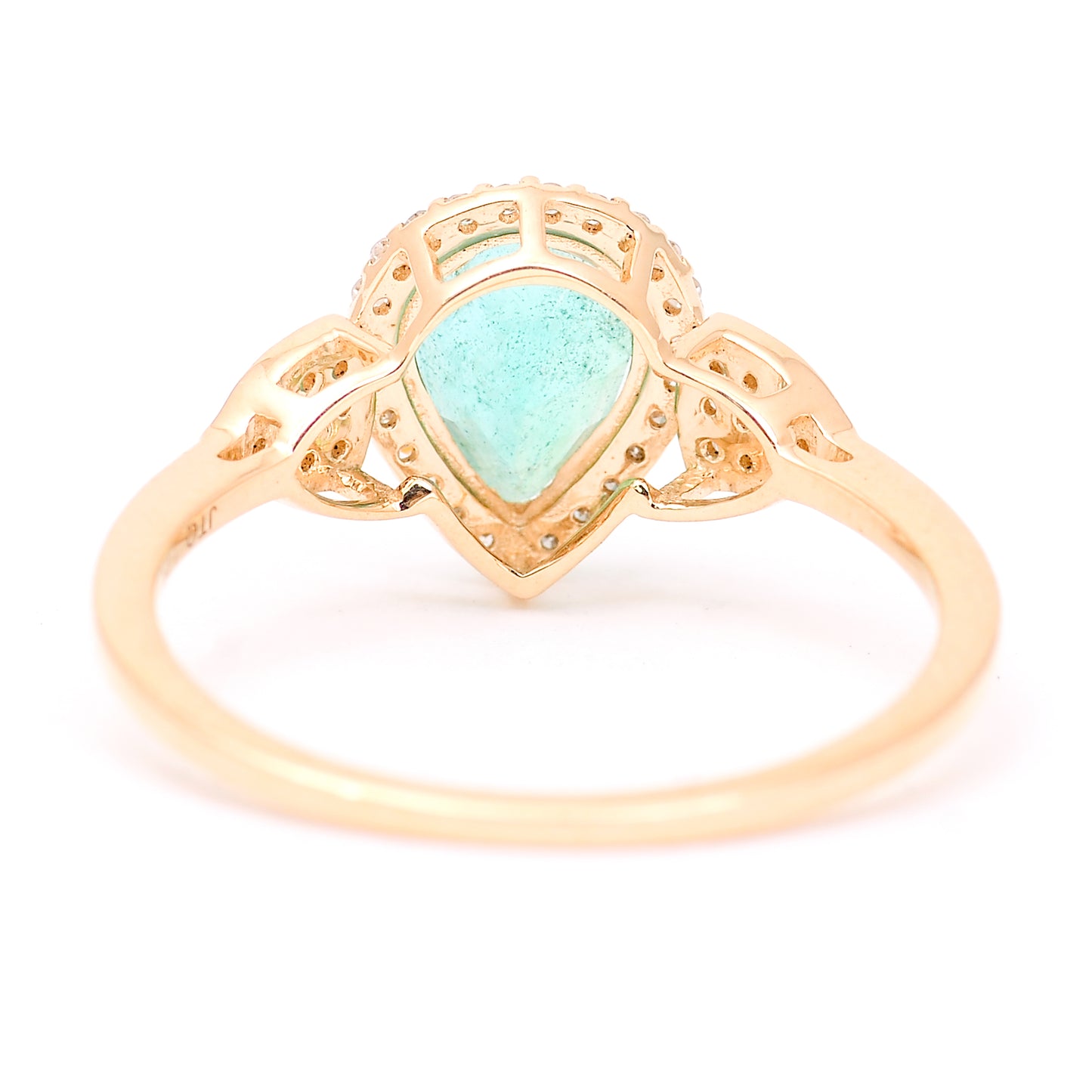 1.34 Ct Pear Mixed Cut Natural Emerald 14K Gold Ring