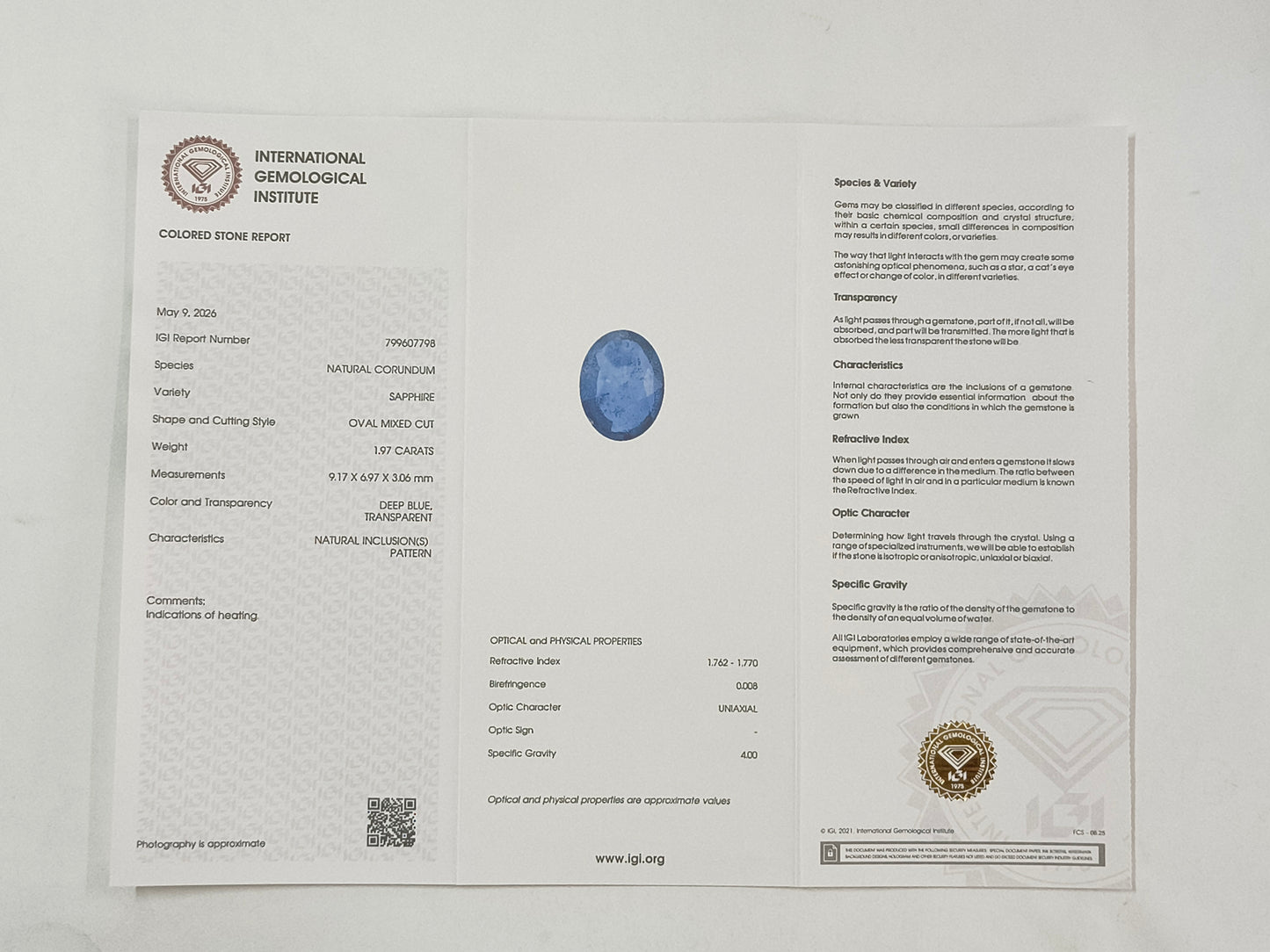 1.97 Natural Corundum Sapphire Oval Mixed Cut Gemstone