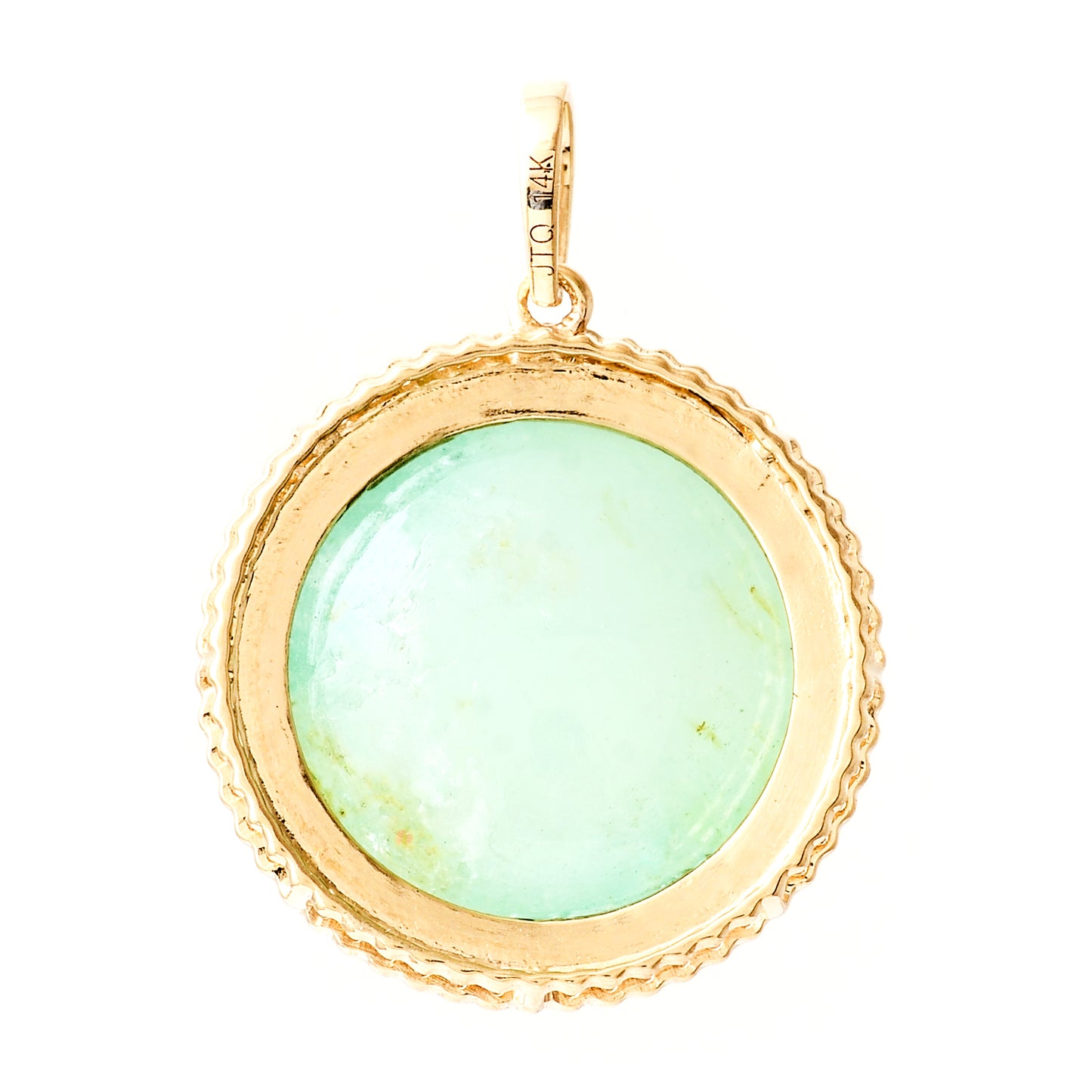 17.07 Ct Round Cabochon Natural Beryl Emerald 14K Gold Pendant