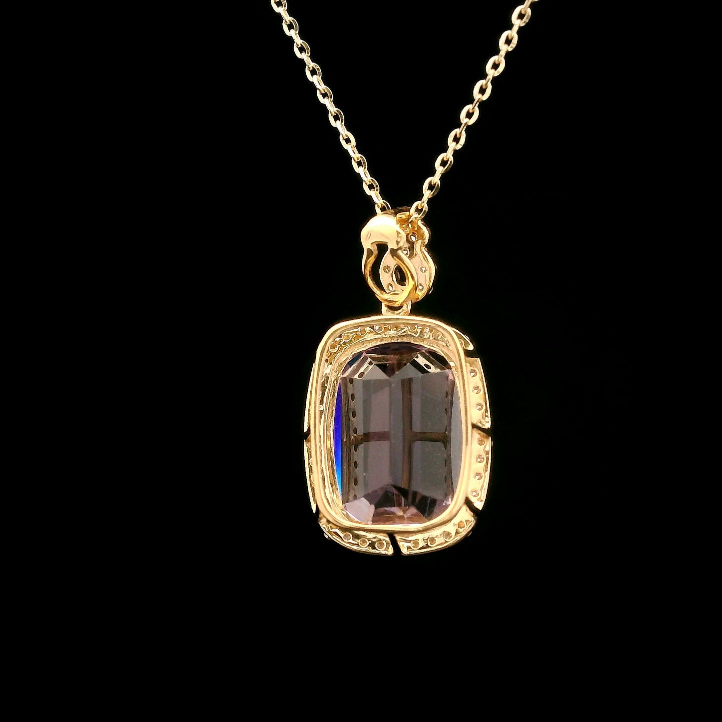 6.22 Ct Cushion Kunzite 14K Gold Pendant
