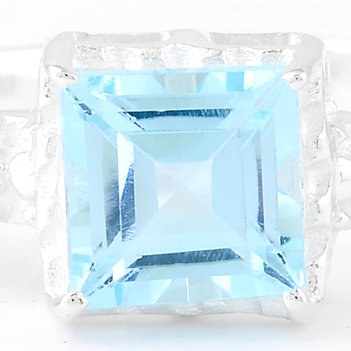1.40 Ct Square Blue Topaz 925 Sterling Silver Ring