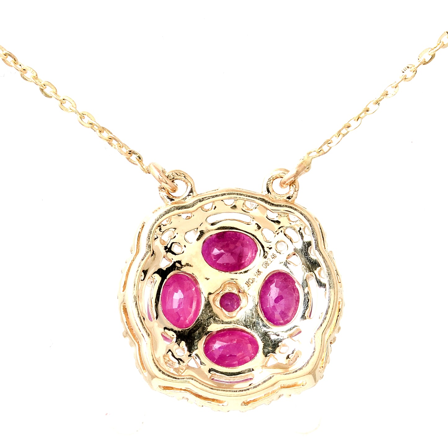 3.55 Ct Oval Mixed Cut Natural Codundum Ruby 14K Gold Pendant