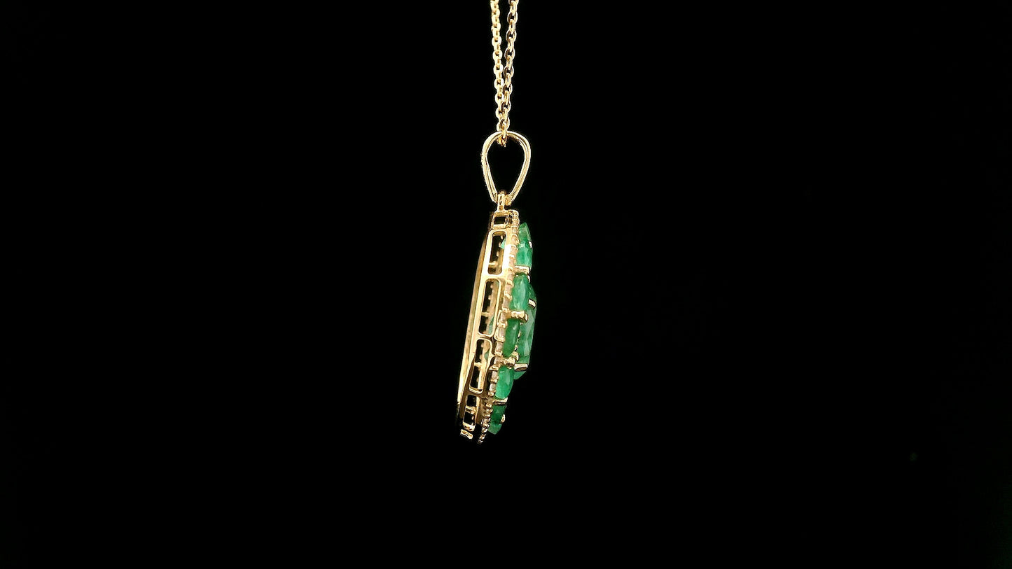 3.02 Ct Oval Emerald 14K Gold Pendant