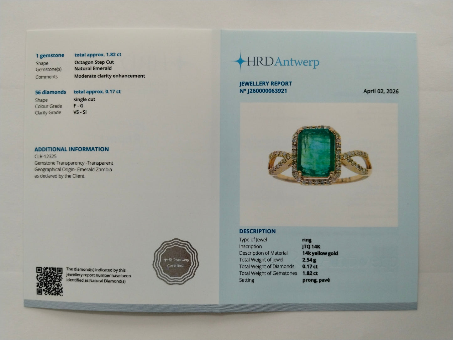 1.99 Ct Octagon Step Cut Natural Emerald 14K Gold Ring
