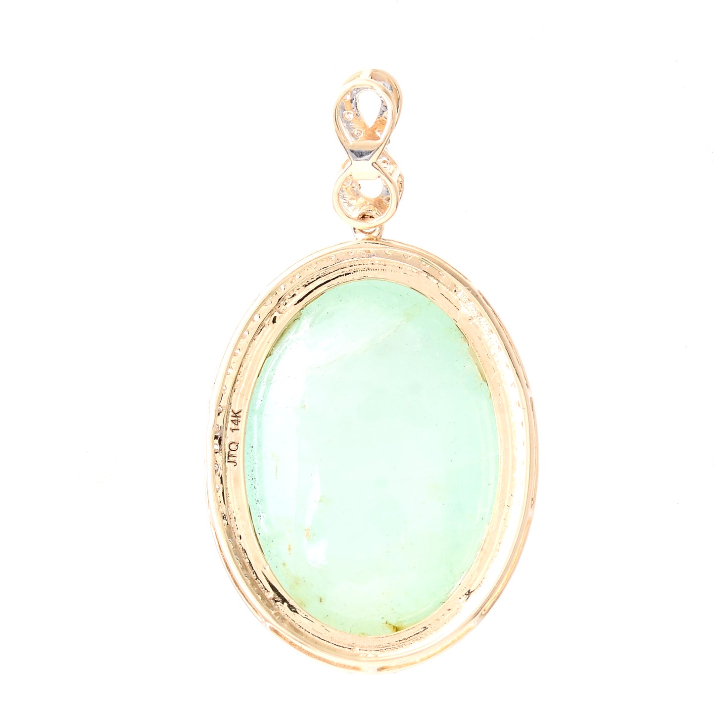 23.49 Ct Oval Cabochon Natural Beryl Emerald 14K Gold Pendant
