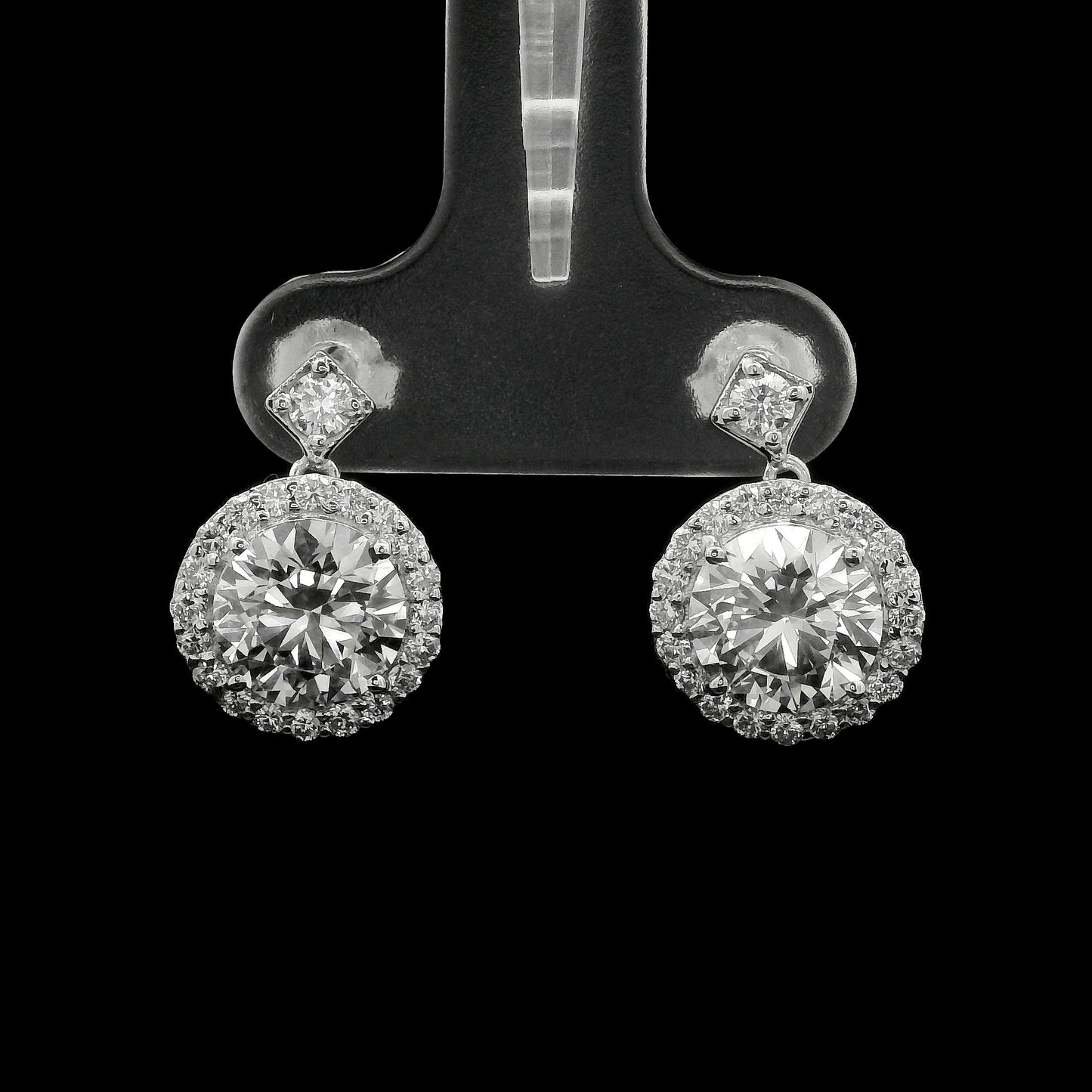 3.81 Ct Round Lab Grown Diamond 14K Gold Earrings