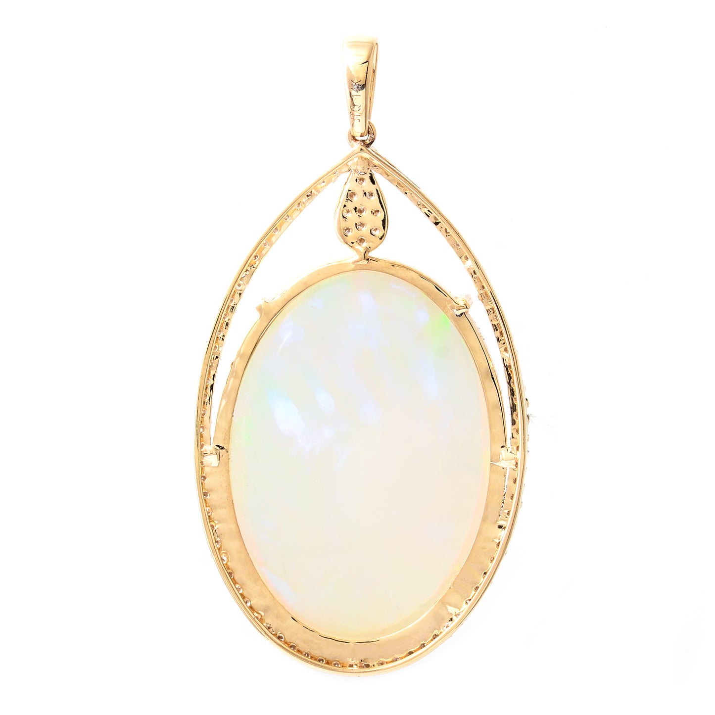 19.95 Ct Oval Mixed Cut Natural Opal 14K Gold Pendant