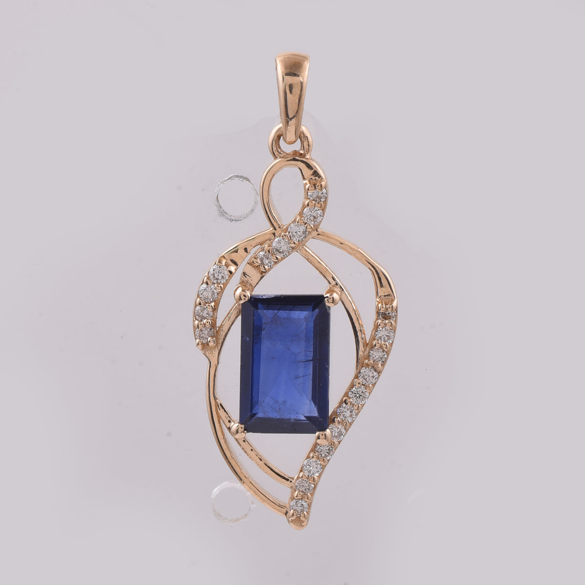1.48 Ct Rectangle Step Cut Natural Sapphire 14K Gold Pendant