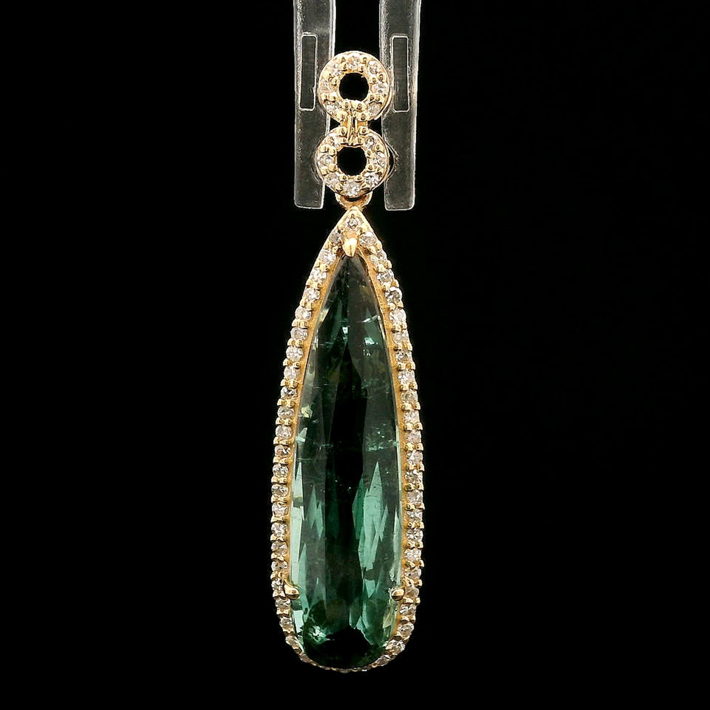 4.62 Ct Pear Mixed Cut Natural Tourmaline 14K Gold Pendant