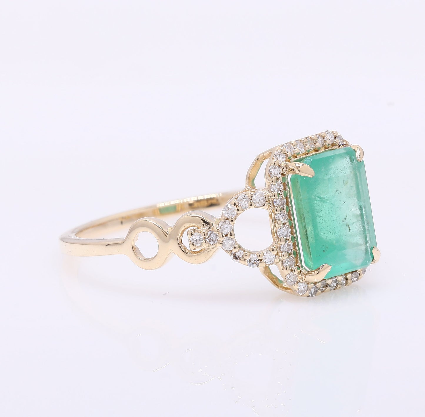 1.80 Ct Octagon Step Cut Natural Emerald 14K Gold Ring