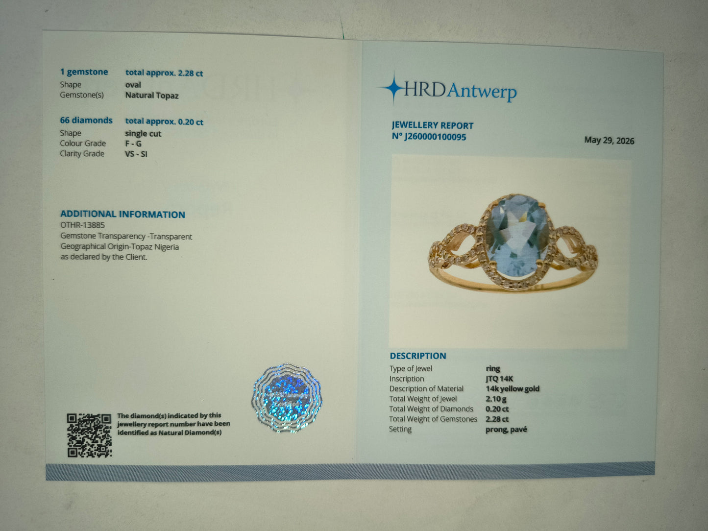 2.48 Ct Oval Mixed Cut Natural Topaz 14K Gold Ring