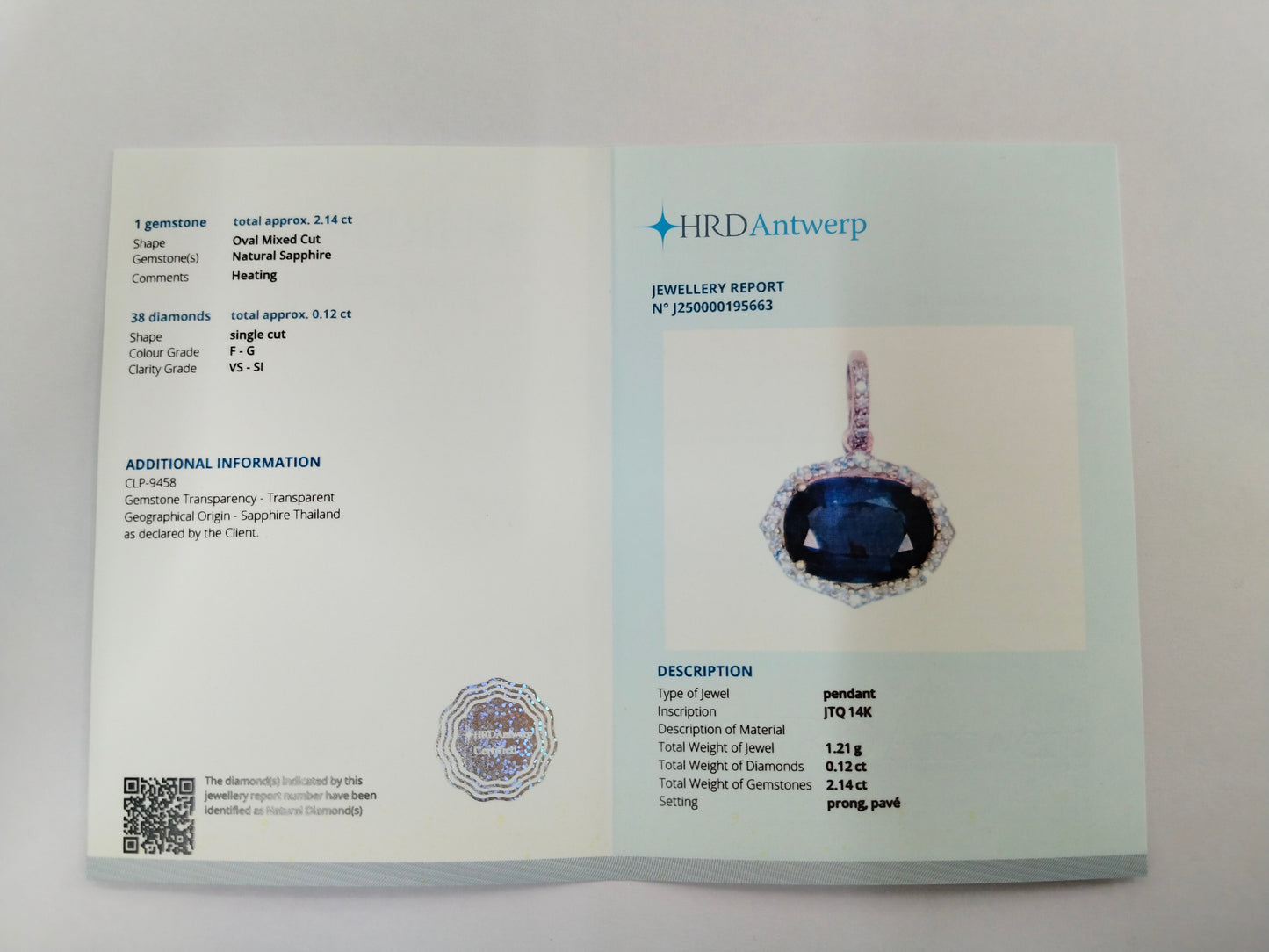 2.26 Ct Oval Mixed Cut Natural Sapphire 14K Gold Pendant
