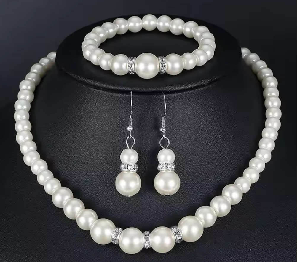Imitation Pearl Gold Plated Brass Necklace