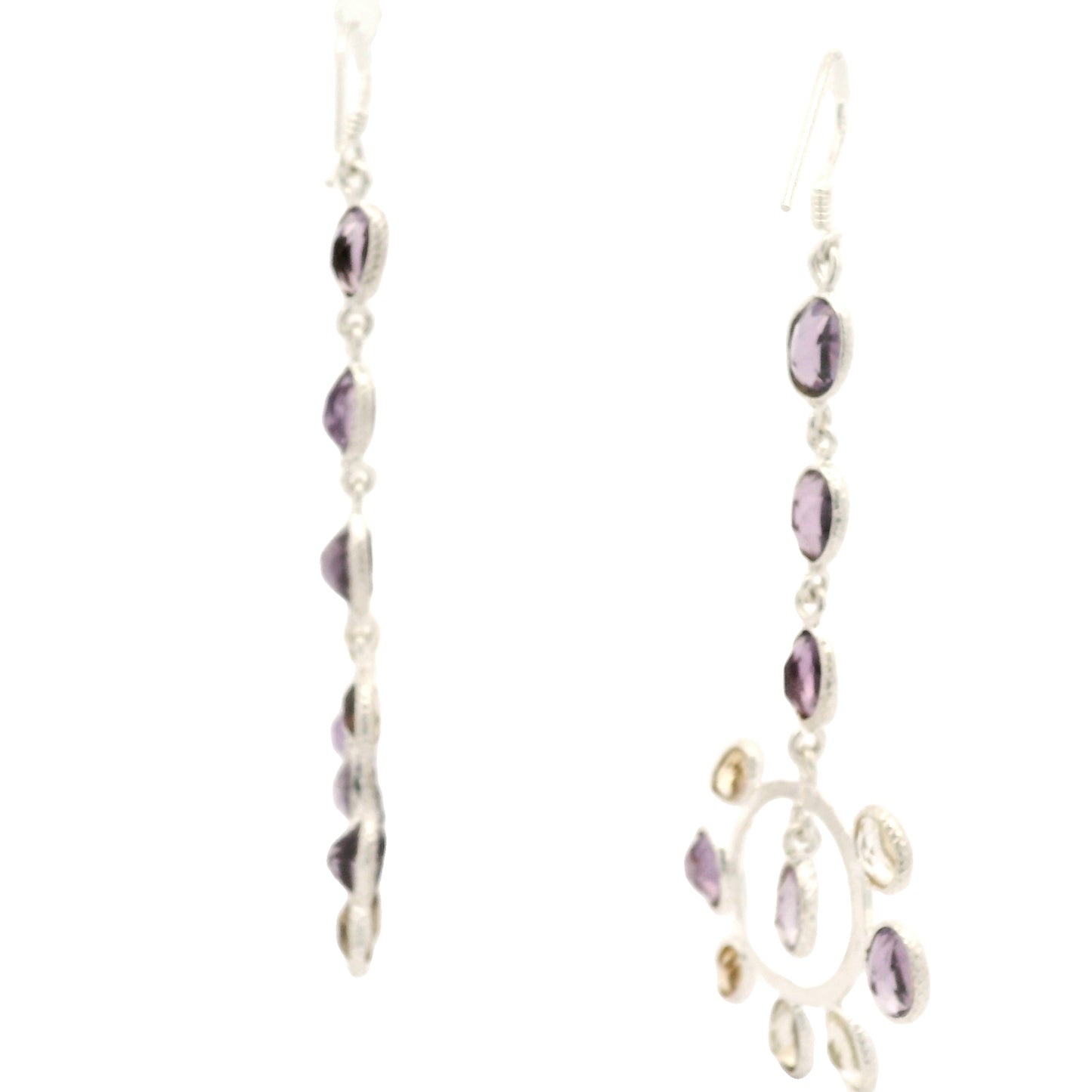 18.00 Ct Amethyst, Citrine 925 Sterling Silver Earrings