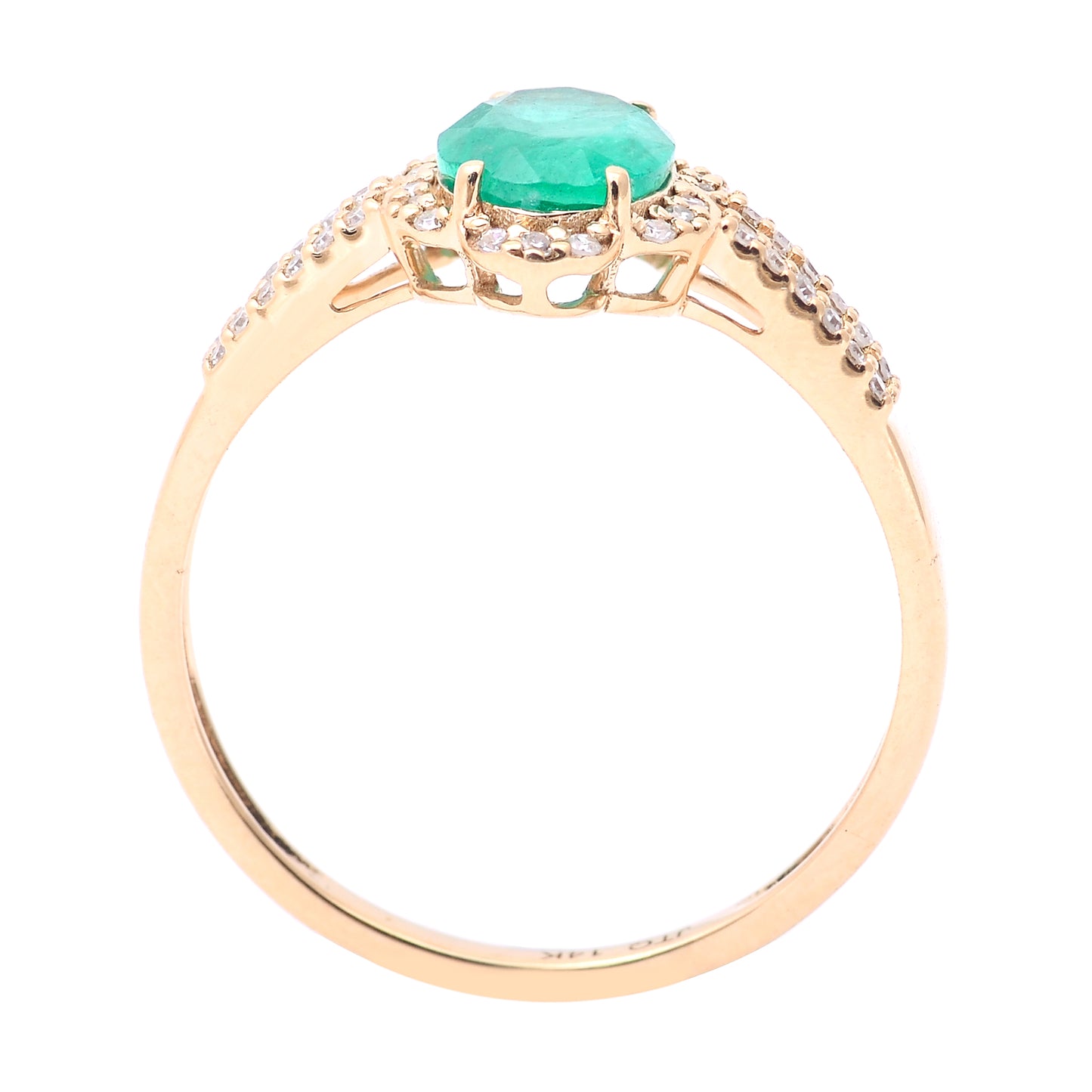 1.14 Ct Oval Mixed Cut Natural Emerald 14K Gold Ring