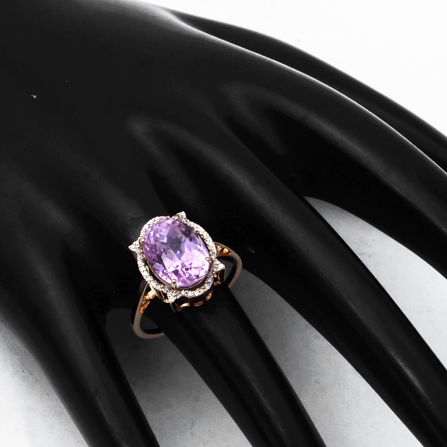 6.01 Ct Oval Mixed Cut Natural Kunzite 14K Gold Ring