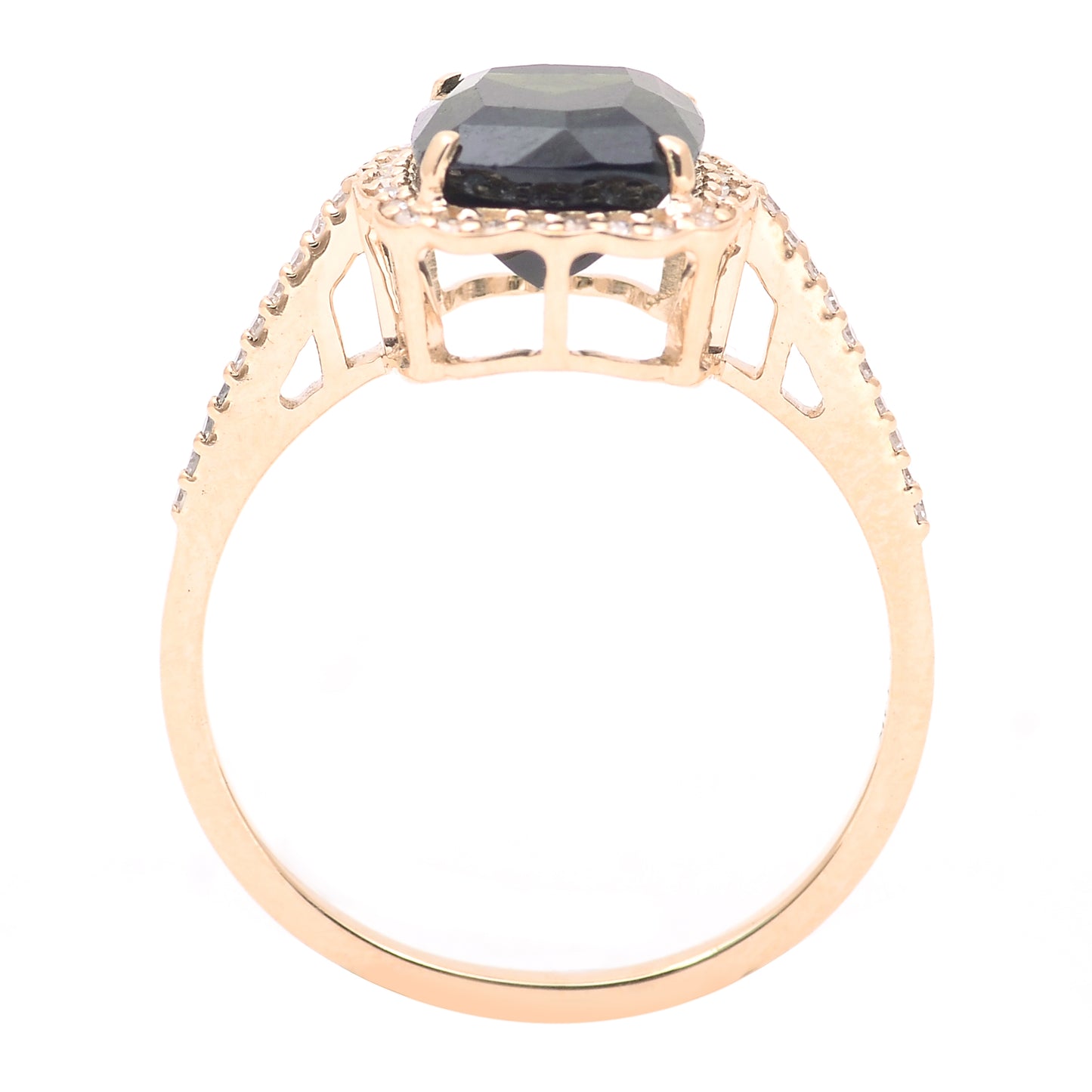 2.46 Ct Cushion Mixed Cut Natural Tourmaline 14K Gold Ring