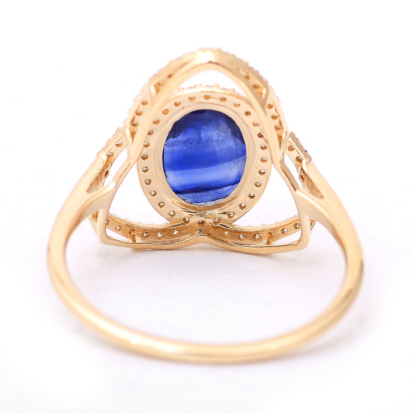1.35 Ct Oval Mixed Cut Natural Sapphire 14K Gold Ring