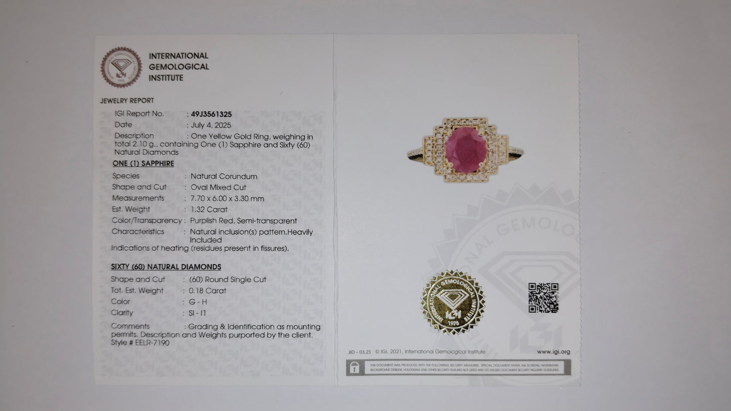 1.50 Ct Oval Mixed Cut Natural Corundum Ruby 14K Gold Ring