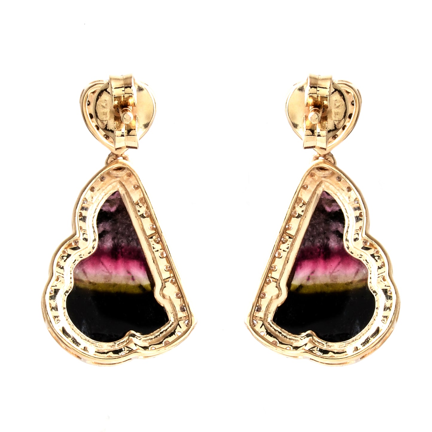 5.73 Ct Fancy Carving Natural Tourmaline 14K Gold Earrings