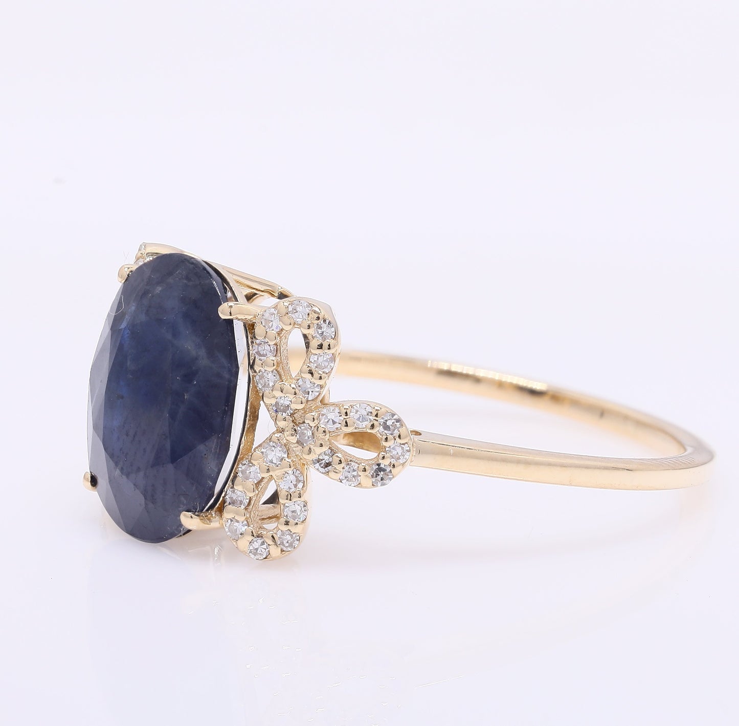 3.72 Ct Oval Mixed Cut Natural Sapphire 14K Gold Ring