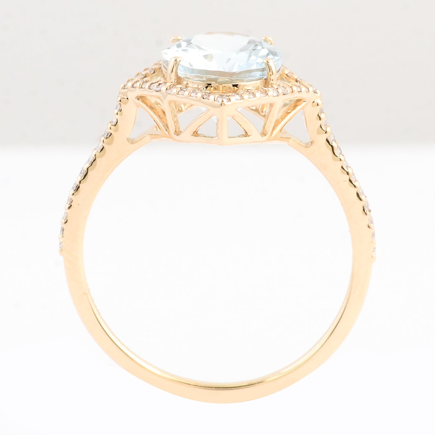2.35 Ct Oval Mixed Cut Natural Beryl Aquamarine 14K Gold Ring