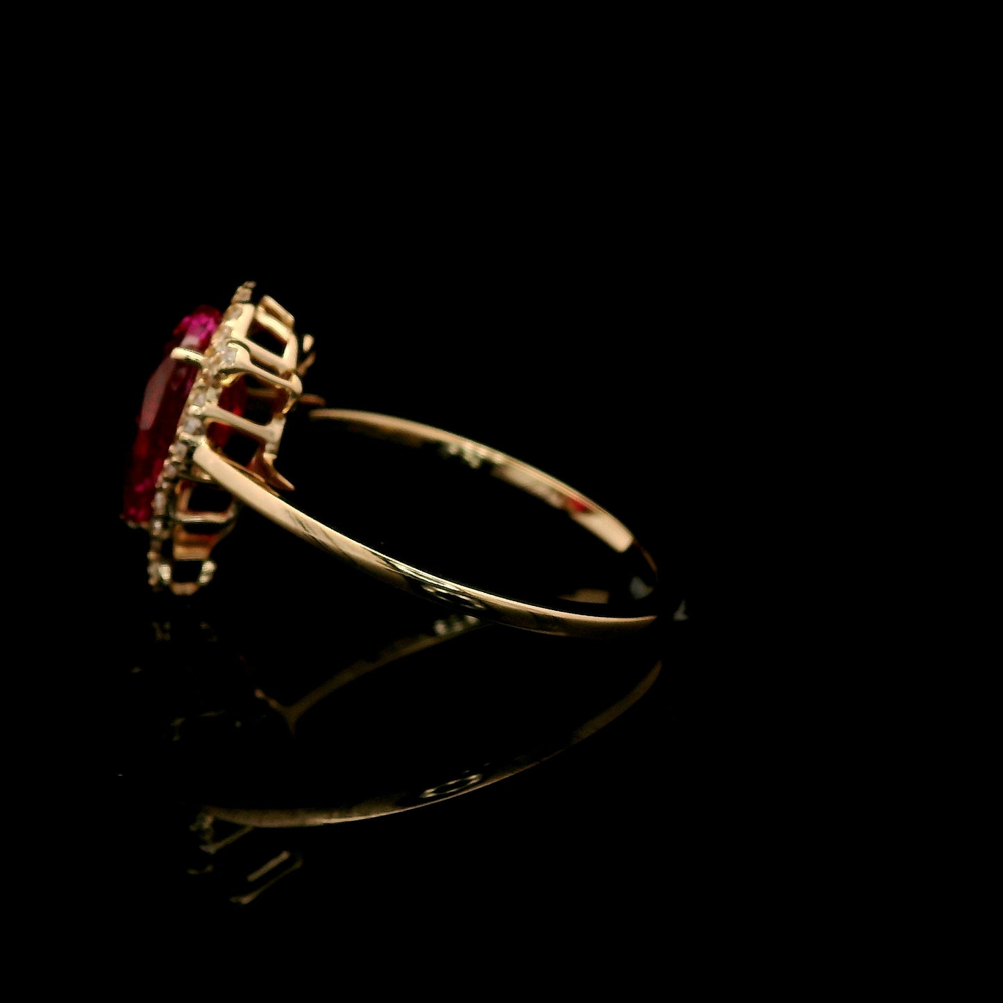 2.28 Ct Pear Mixed Cut Lab Grown Ruby 14K Gold Ring