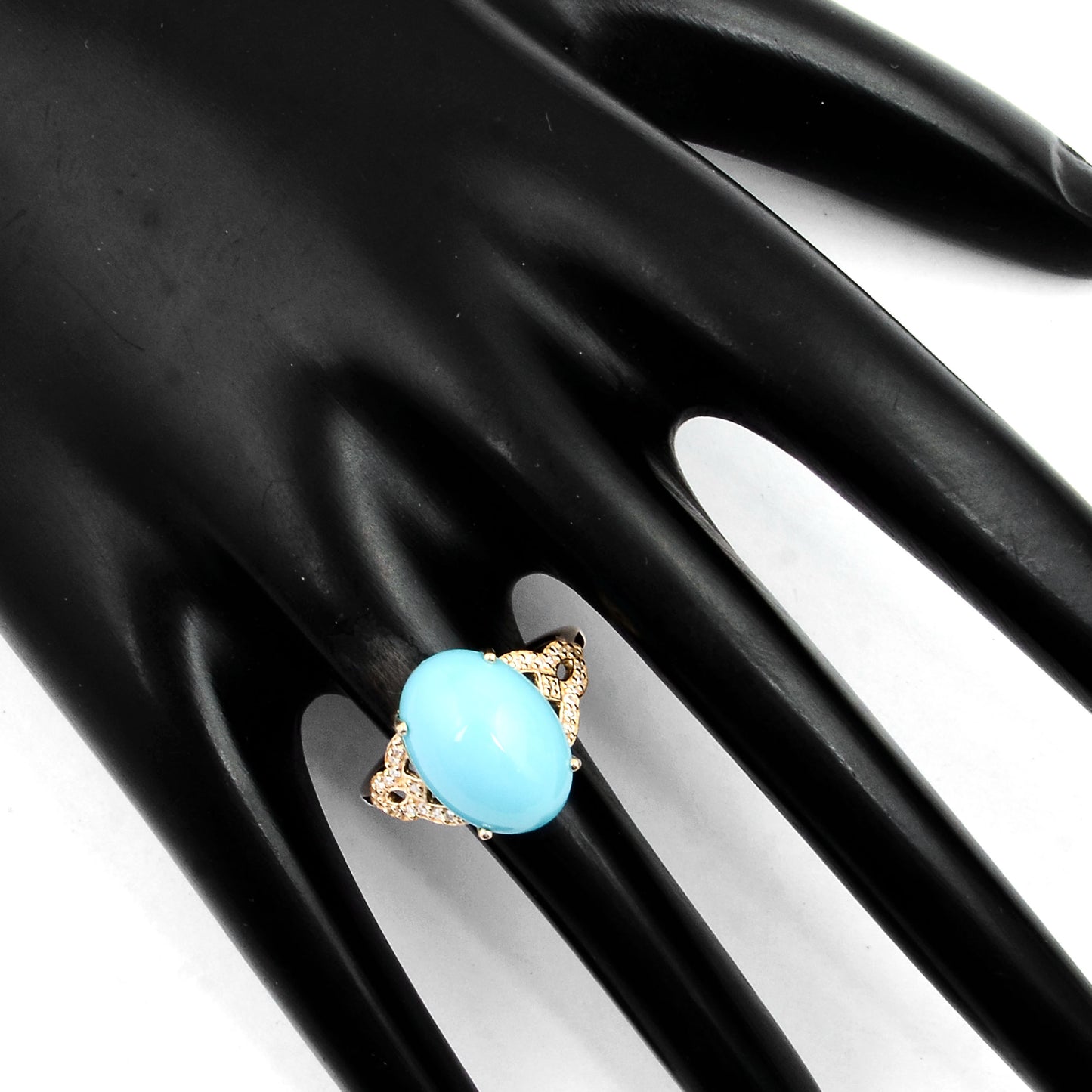 5.46 Carats Natural Turquoise 14K Gold Ring
