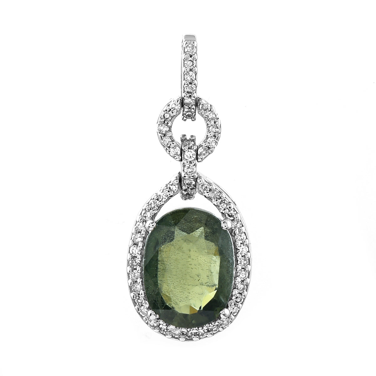2.88 Ct Oval Mixed Cut Natural Green Sapphire 950 Platinum Pendant