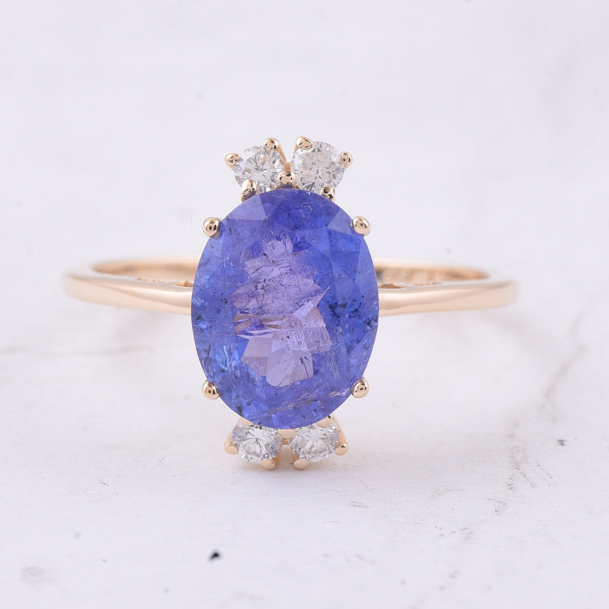2.95 Ct Oval Natural Tanzanite 14K Gold Ring