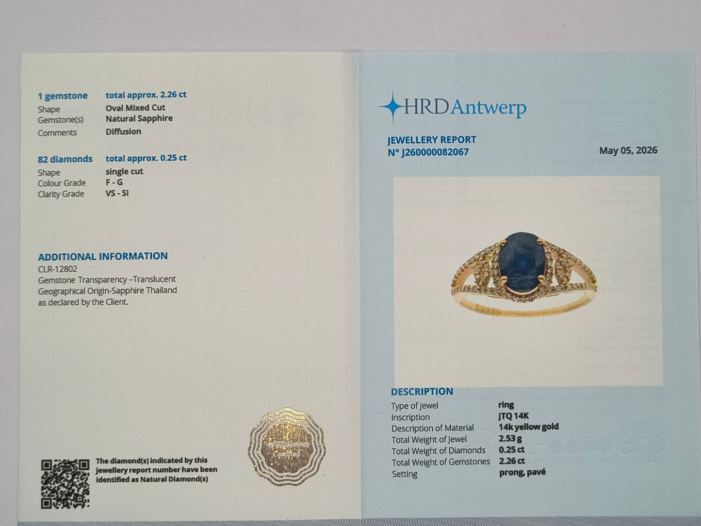 2.50 Ct Oval Mixed Cut Natural Sapphire 14K Gold Ring