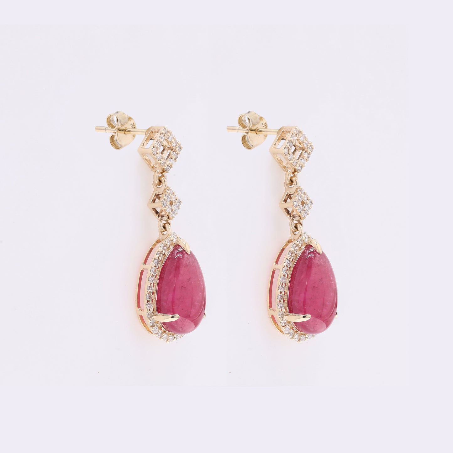 5.72 Ct Pear Natural Tourmaline 14K Gold Earrings