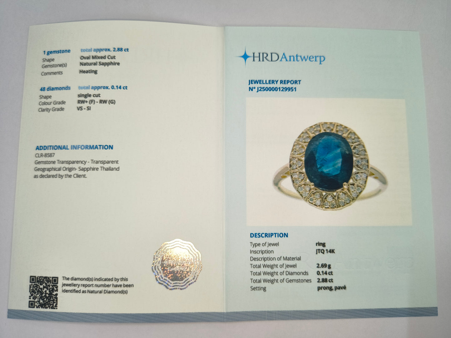 3.02 Ct Oval Natural Sapphire 14K Gold Ring