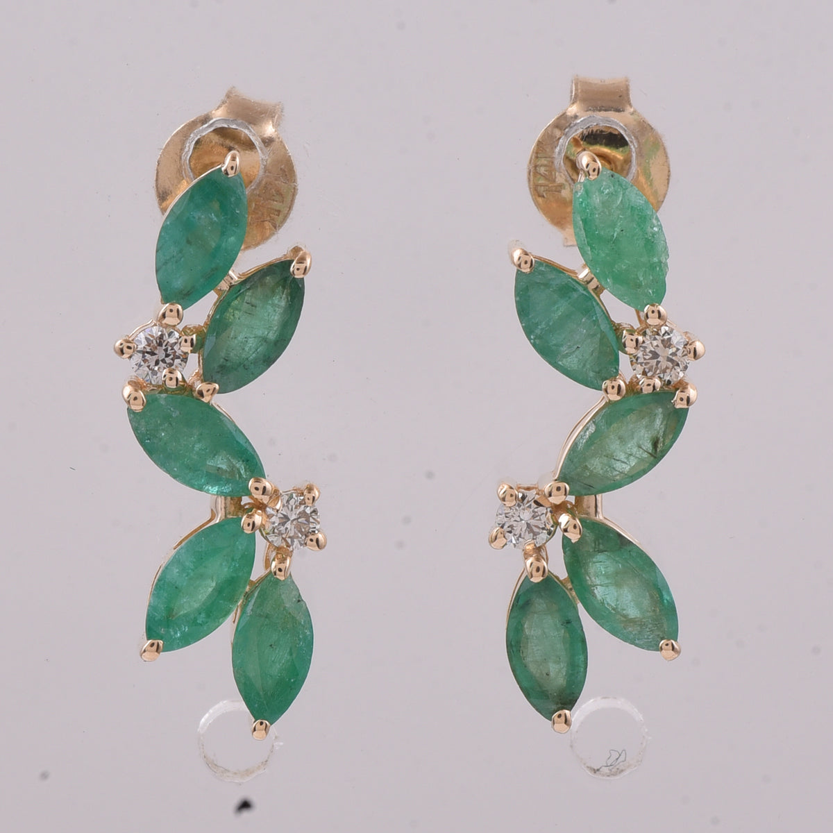 1.46 Ct Marquise Natural Emerald 14K Gold Earrings