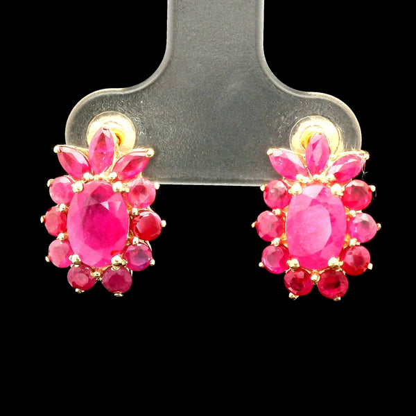 4.12 Ct Oval Ruby 14K Gold Earrings
