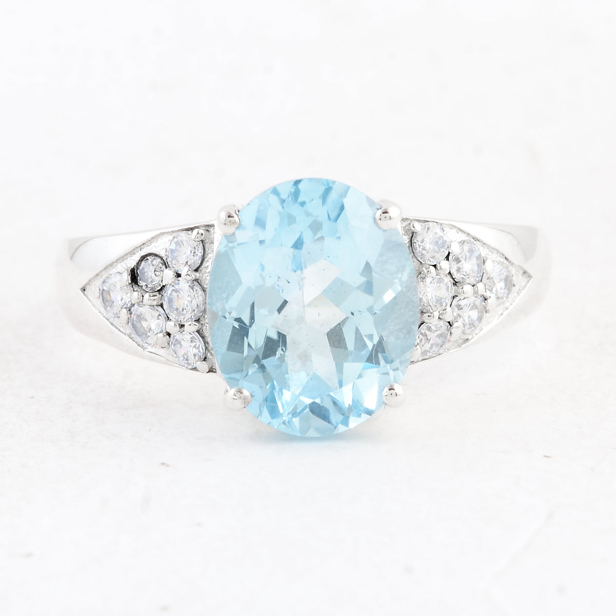 5.01 Ct Oval Swiss Blue Topaz 925 Sterling Silver Ring