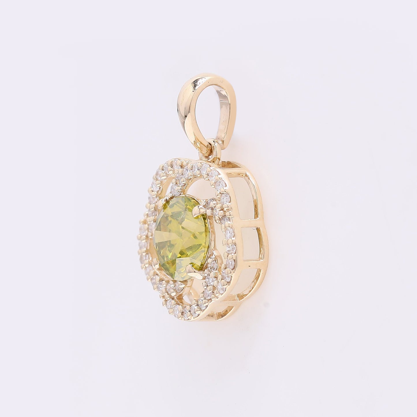 0.99 Ct Round Yellow Diamond 14K Gold Pendant