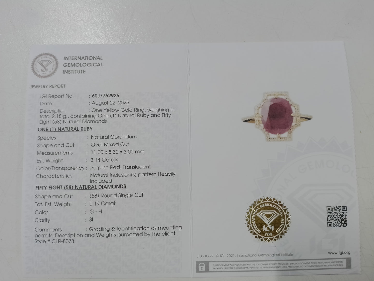 3.33 Ct Oval Mixed Cut Natural Corundum Ruby 14K Gold Ring