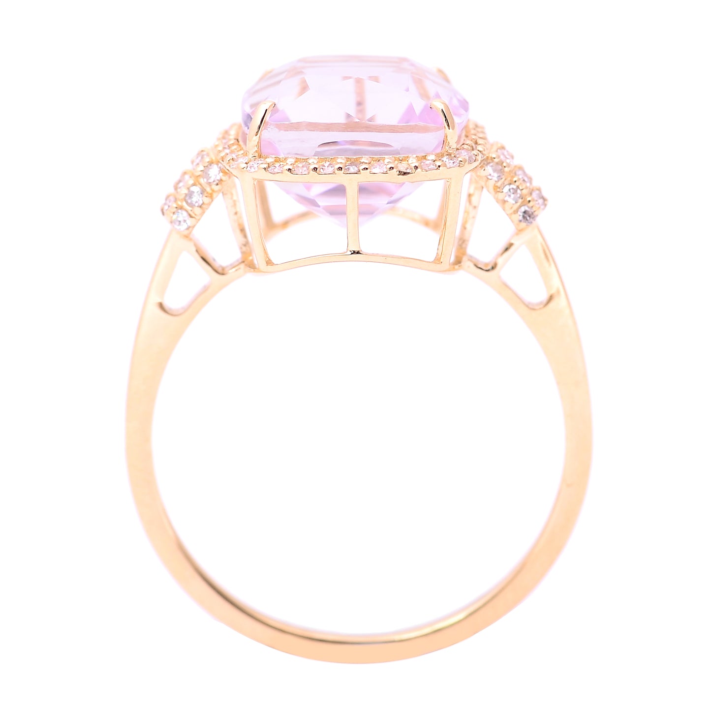 5.01 Ct Cushion Mixed Cut Natural Kunzite 14K Gold Ring