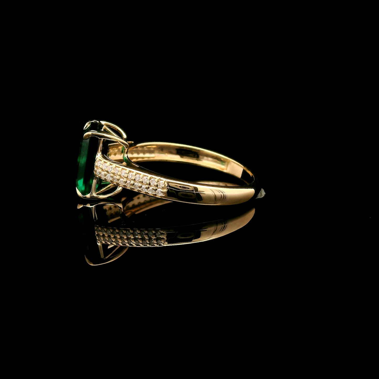 2.13 Ct Emerald Cut Lab Grown Emerald 14K Gold Ring