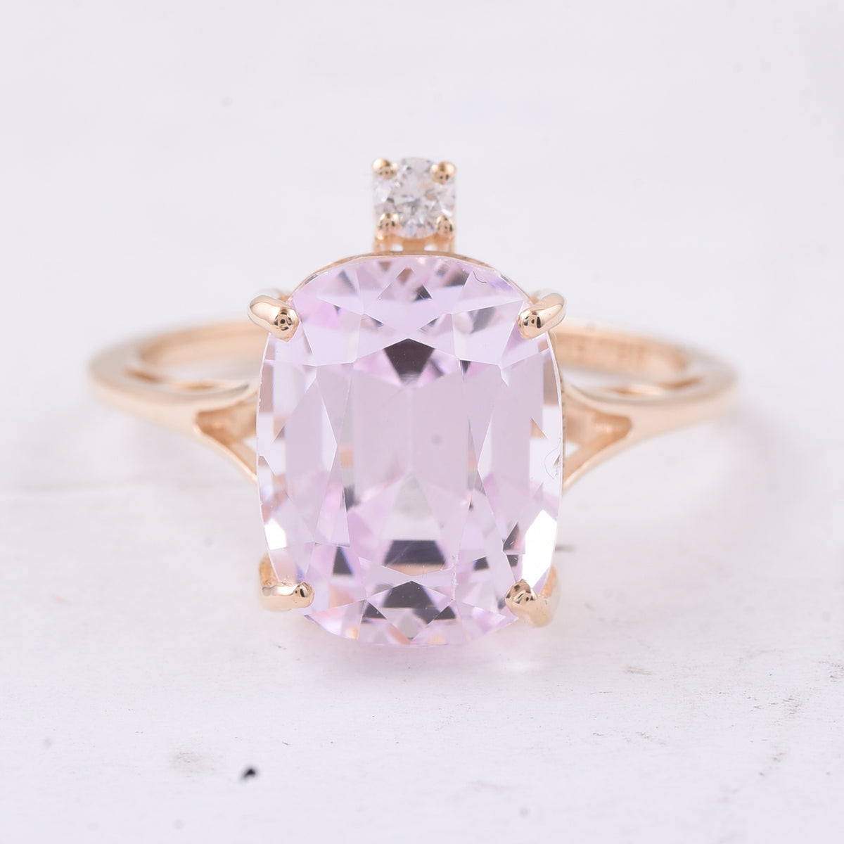9.05 Ct Cushion Natural Kunzite 14K Gold Ring