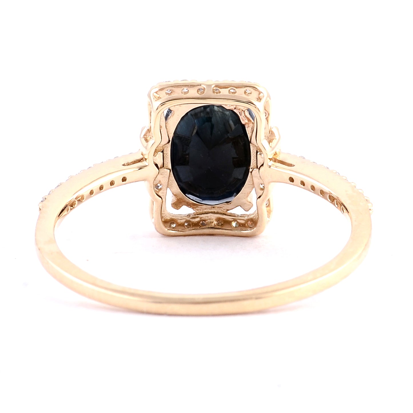1.65 Ct Oval Mixed Cut Natural Corundum Sapphire 14K Gold Ring