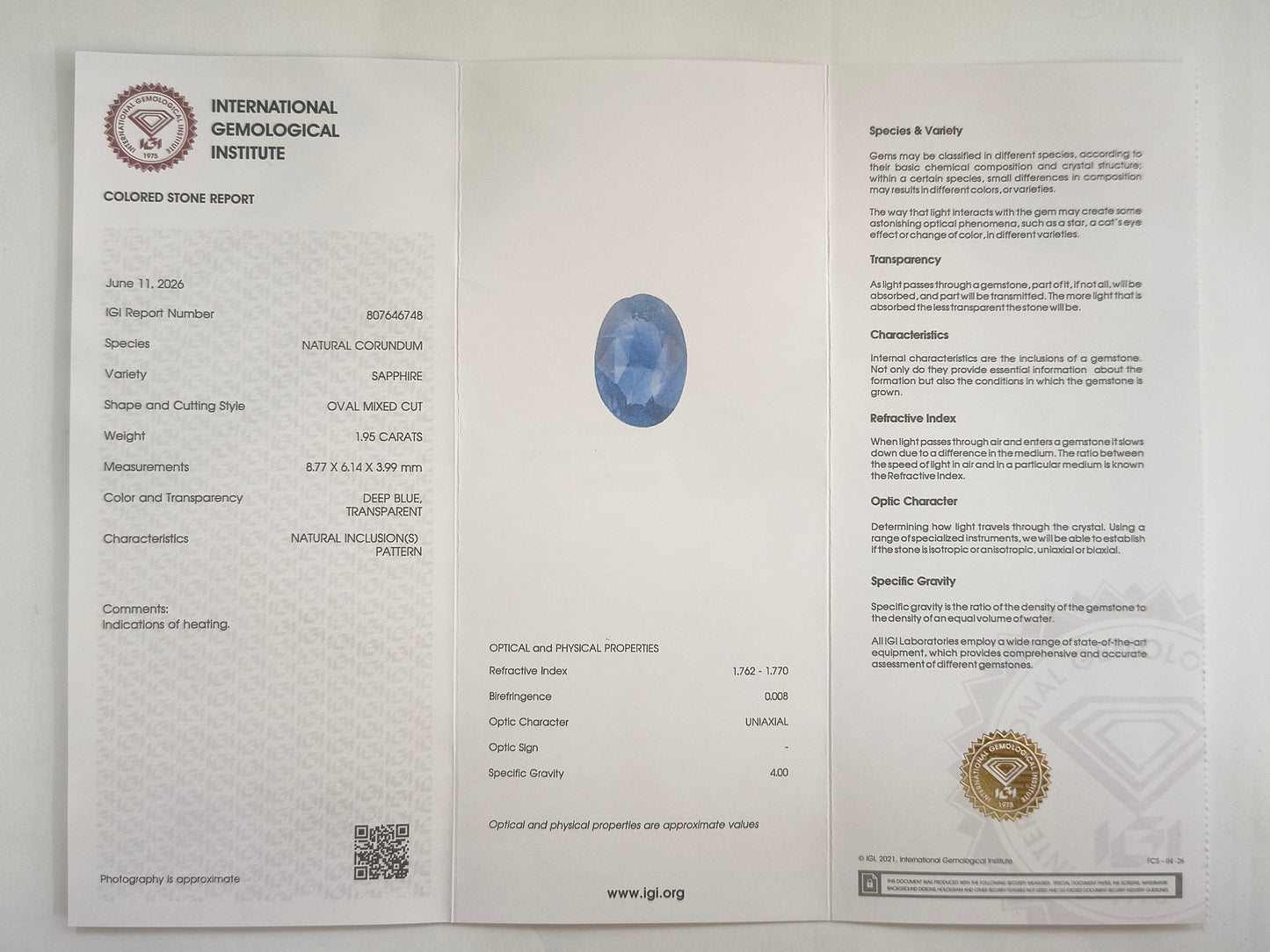 1.93 Natural Corundum Sapphire Oval Mixed Cut Gemstone