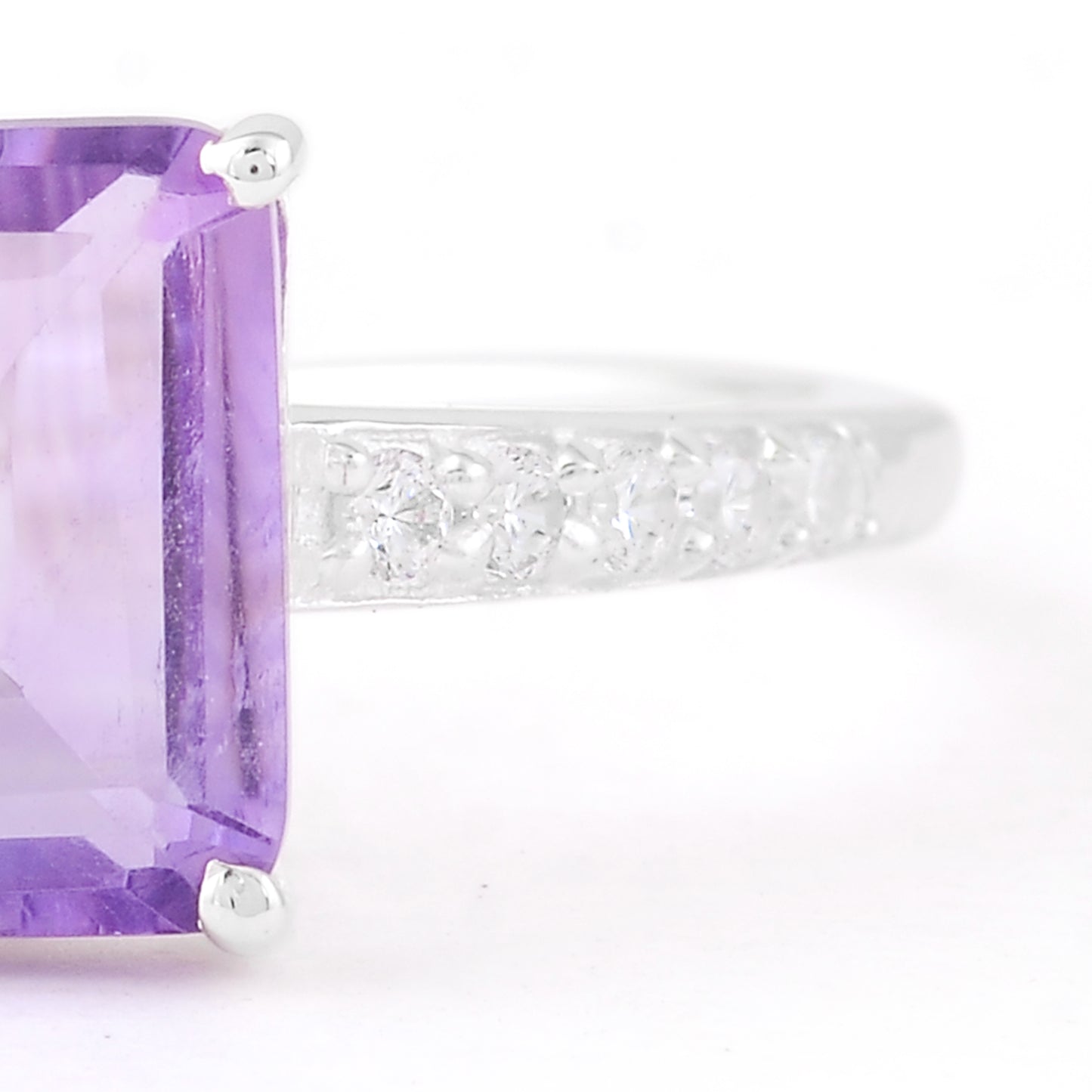 2.27 Ct Octagon Amethyst, Cubic Zirconia 925 Sterling Silver Ring