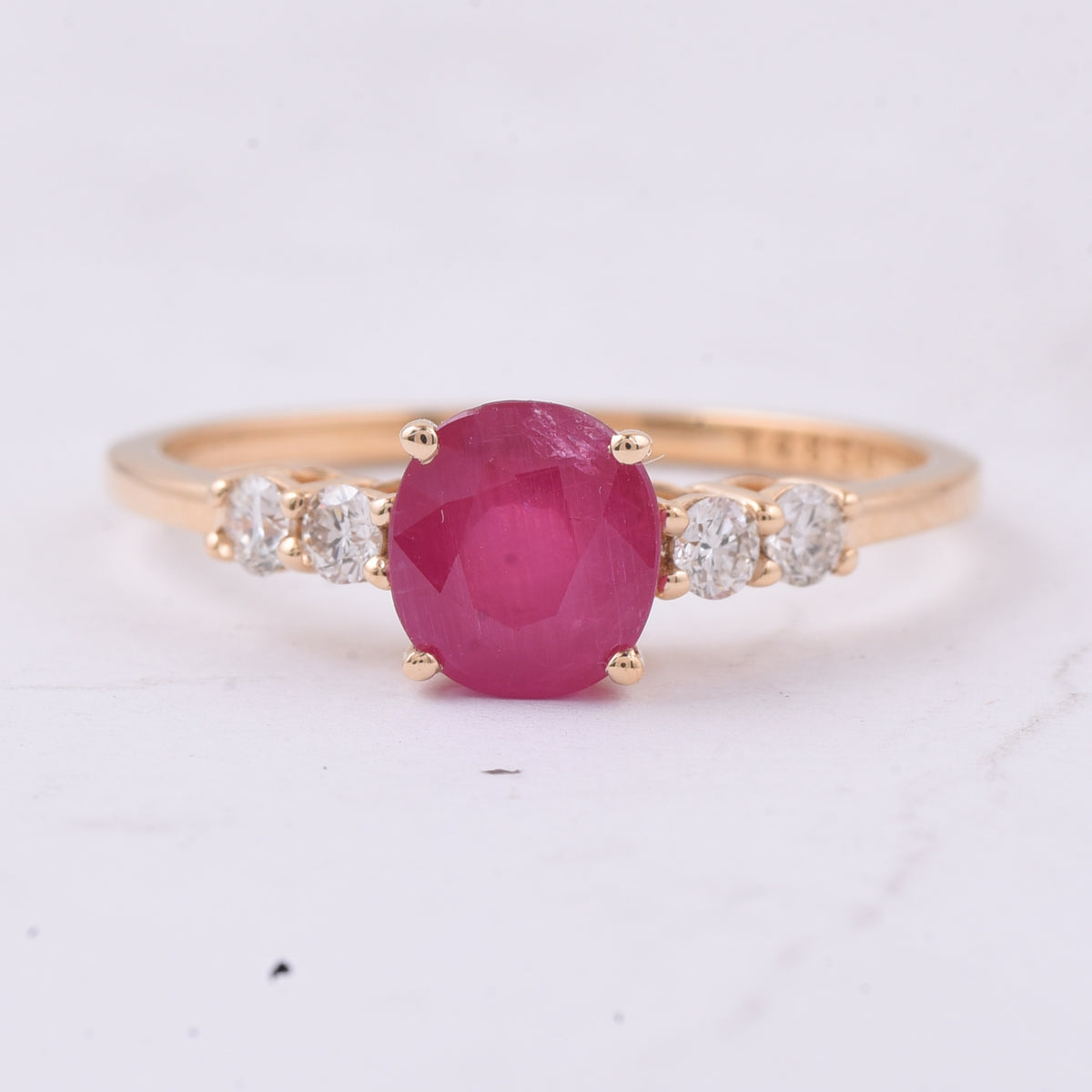 1.57 Ct Cushion Natural Ruby 14K Gold Ring