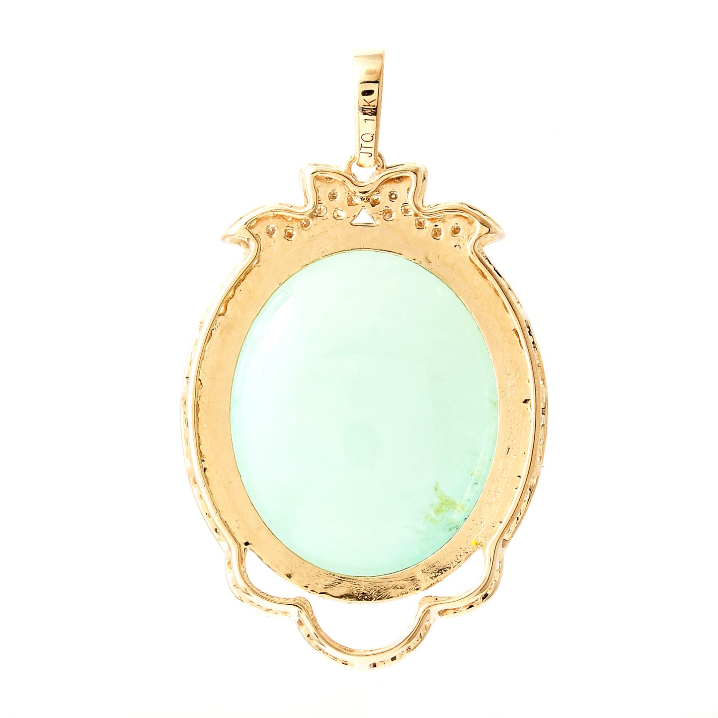 22.84 Ct Oval Cabochon Natural Beryl Emerald 14K Gold Pendant